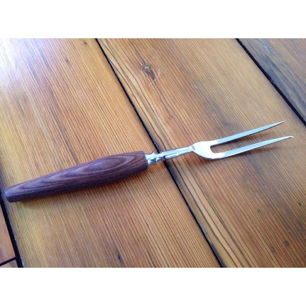 Vintage Canoe Muffin Mid Century Modern Steel Wood Handled Serving Fork 9.75"